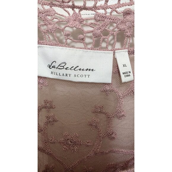 LaBellum Hillary Scott Pink Lace & Mesh Sleeveless Tunic Tank Top XL Womens - Picture 5 of 6
